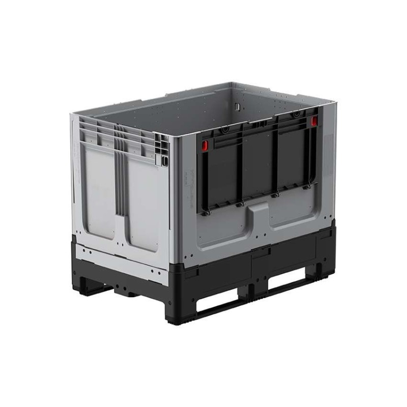 Caisse palette 1200x800x958mm repliable 2 semelles avec porte battante côté long