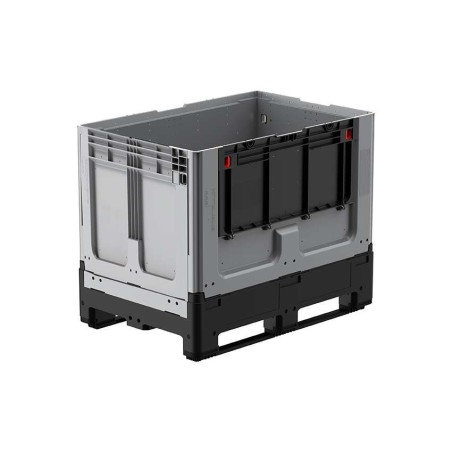 Caisse palette 1200x800x958mm repliable 2 semelles avec porte battante côté long