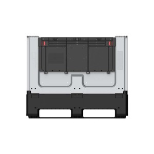 Caisse palette 1200x800x958mm repliable 2 semelles avec porte battante côté long