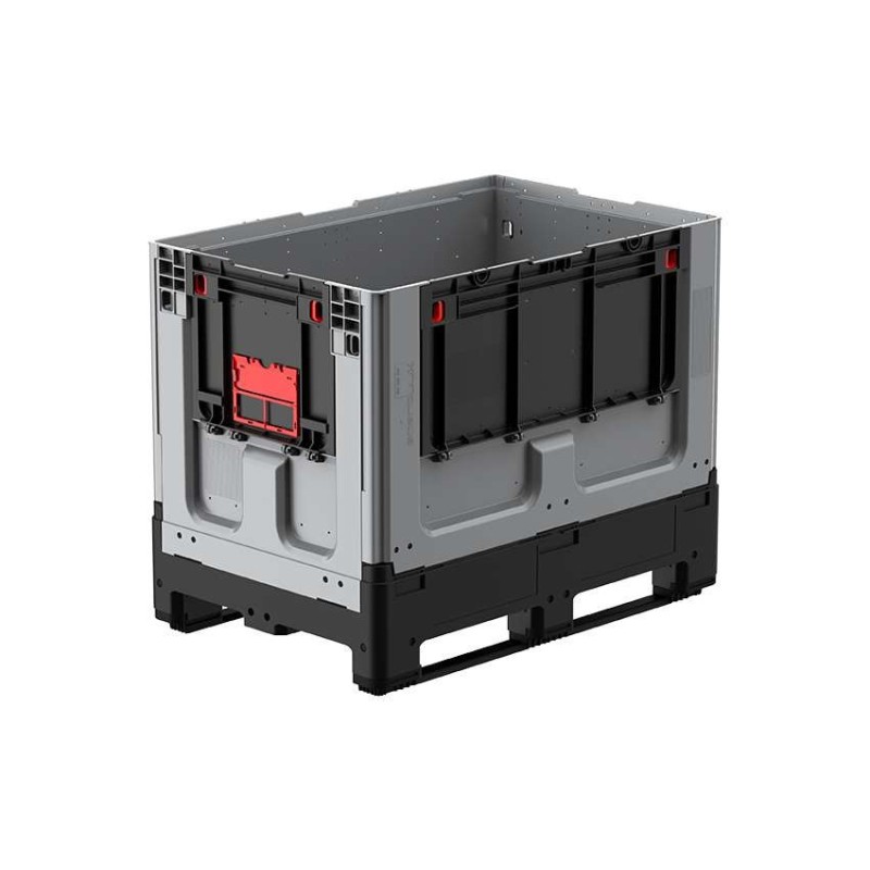 Caisse palette 1200x800x958mm repliable 2 semelles avec porte sur les 2 côtés