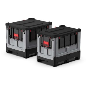 Caisse palette 1200x800x958mm repliable 2 semelles avec porte sur les 2 côtés