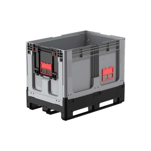 Caisse palette 1200x800x958mm repliable avec 3 semelles et porte petit côté