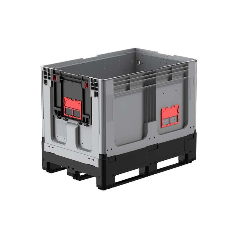 Caisse palette 1200x800x958mm repliable avec 3 semelles et porte petit côté