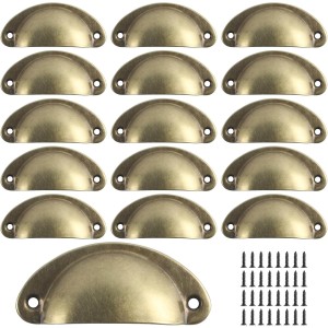Lot de 16 Poignées de meuble forme coquille couleur laiton
