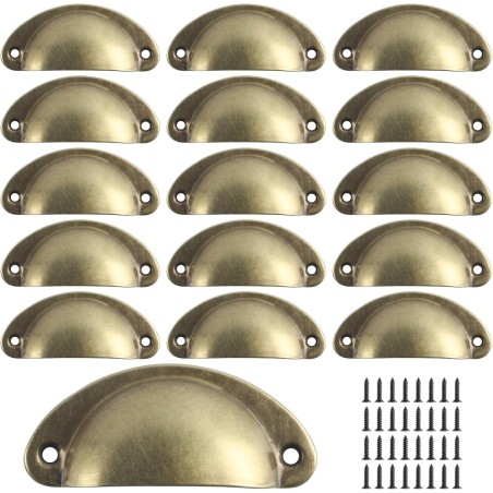 Lot de 16 Poignées de meuble forme coquille couleur laiton