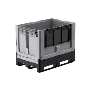 Caisse palette 1200x800x958mm repliable 3 semelles avec porte battante grand côté