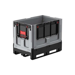 Caisse palette 1200x800x958mm repliable 3 semelles avec porte sur les 2 côtés