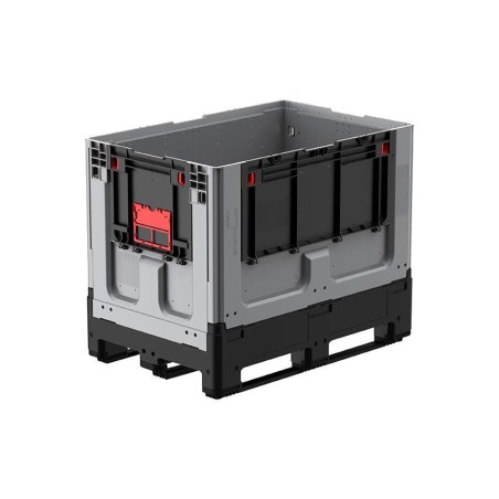 Caisse palette 1200x800x958mm repliable 3 semelles avec porte sur les 2 côtés