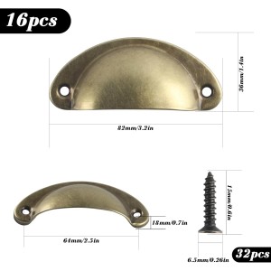 Lot de 16 Poignées de meuble forme coquille couleur laiton Lot de 16 Poignées de meuble forme coquille couleur laiton