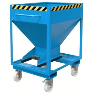 Conteneur silo 375 L sur roues avec vanne coulissante bleu