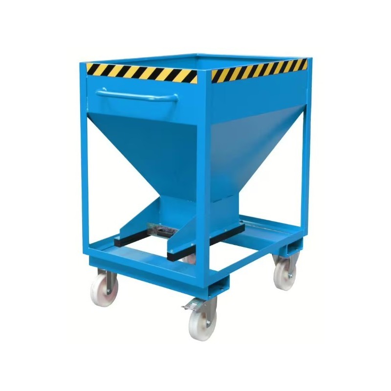 Conteneur silo 375 L sur roues avec vanne coulissante bleu