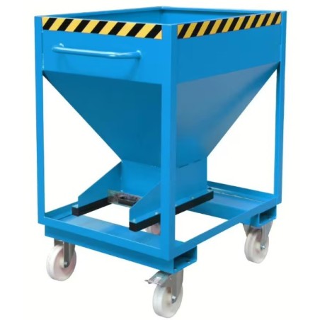 Conteneur silo 375 L sur roues avec vanne coulissante bleu