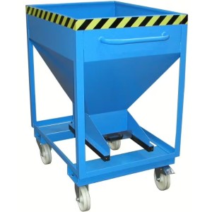 Conteneur silo 375 L sur roues avec vanne coulissante bleu