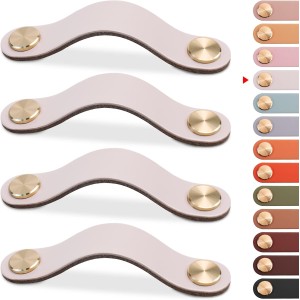 Poignée 96 mm crème en cuir pour meuble