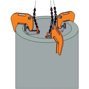 Pince de levage vertical pour tuyaux en béton