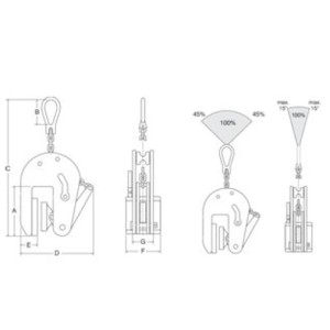 Pince de levage vertical protection marquage