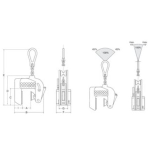 Pince de levage vertical réglable et protection marquage