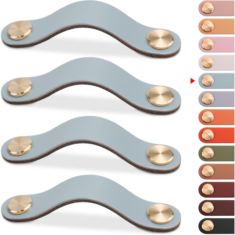 Poignée 128 mm bleu en cuir pour meuble Poignée 128 mm bleu en cuir pour meuble