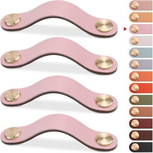 Poignée 128 mm rose en cuir pour meuble