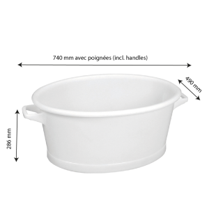 Baquet ovale fond renforcé 60 L - blanc