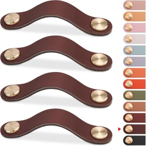 Poignée 160 mm brun foncé en cuir pour meuble
