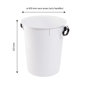 Conteneur alimentaire 50 L avec poignées noires - blanc