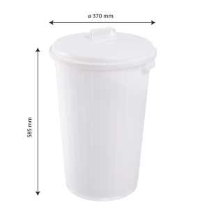 Conteneur alimentaire rond 35 L avec couvercle - blanc