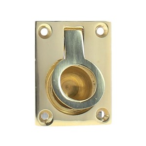 Poignée verticale rectangulaire laiton poli ambiance marine 38 x 52 mm