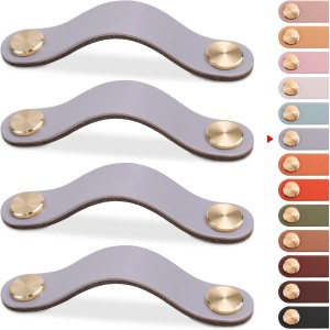 Poignée 160 mm gris en cuir pour meuble