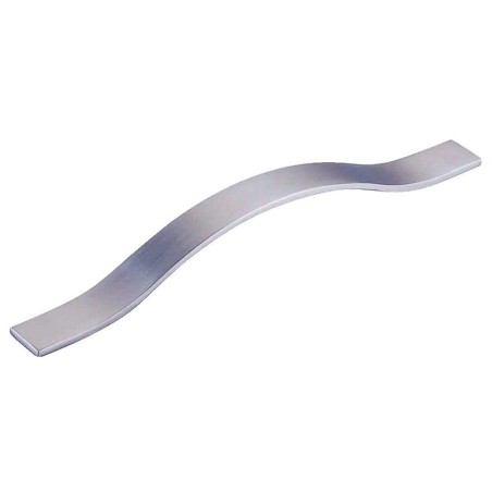 Poignée plate courbe entraxe 128 mm zamak nickelé mat aspect inox