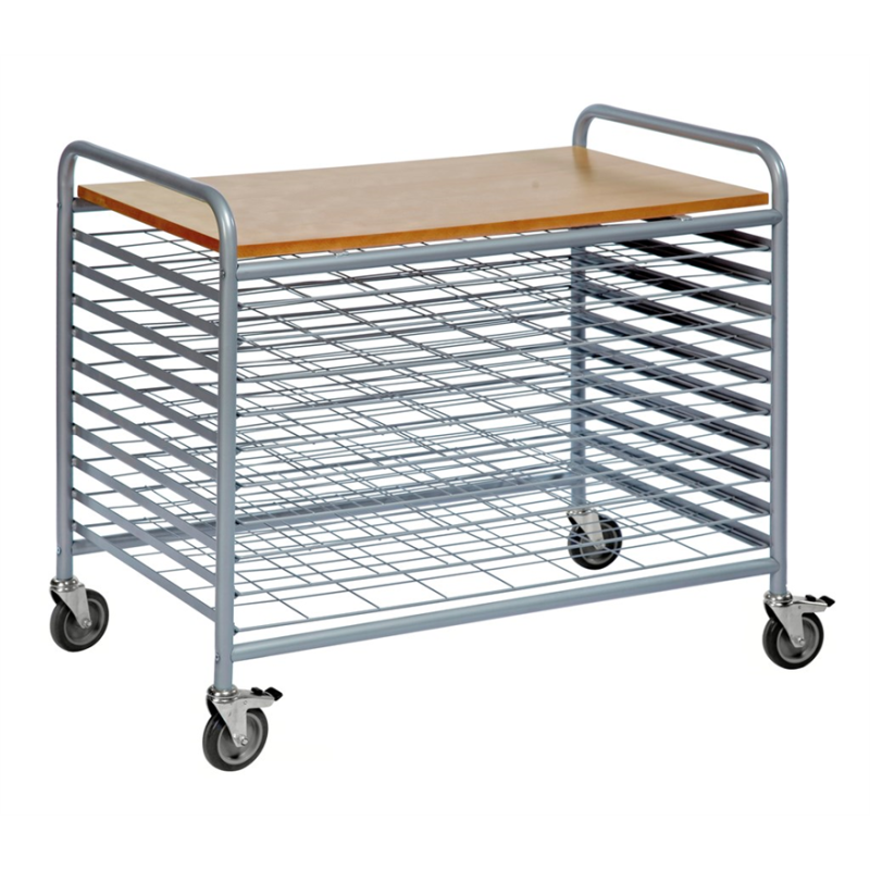 Chariot de séchage avec plateau supérieur pour écoles