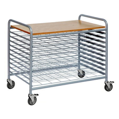Chariot de séchage avec plateau supérieur pour écoles