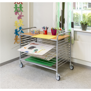 Chariot de séchage avec plateau supérieur pour écoles