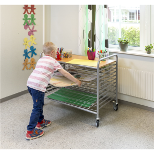 Chariot de séchage avec plateau supérieur pour écoles