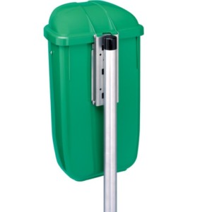 Corbeille 50 litres verte murale ou sur poteau
