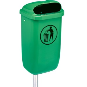 Corbeille 50 litres verte murale ou sur poteau