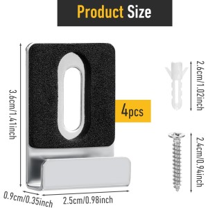 Lot de 4 supports de miroir muraux inox