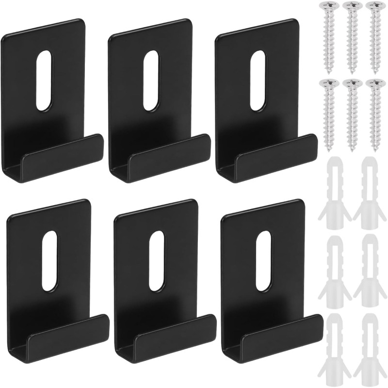 Lot de 6 clips de miroir suspension en métal noir avec vis Lot de 6 clips de miroir suspension en métal noir avec vis