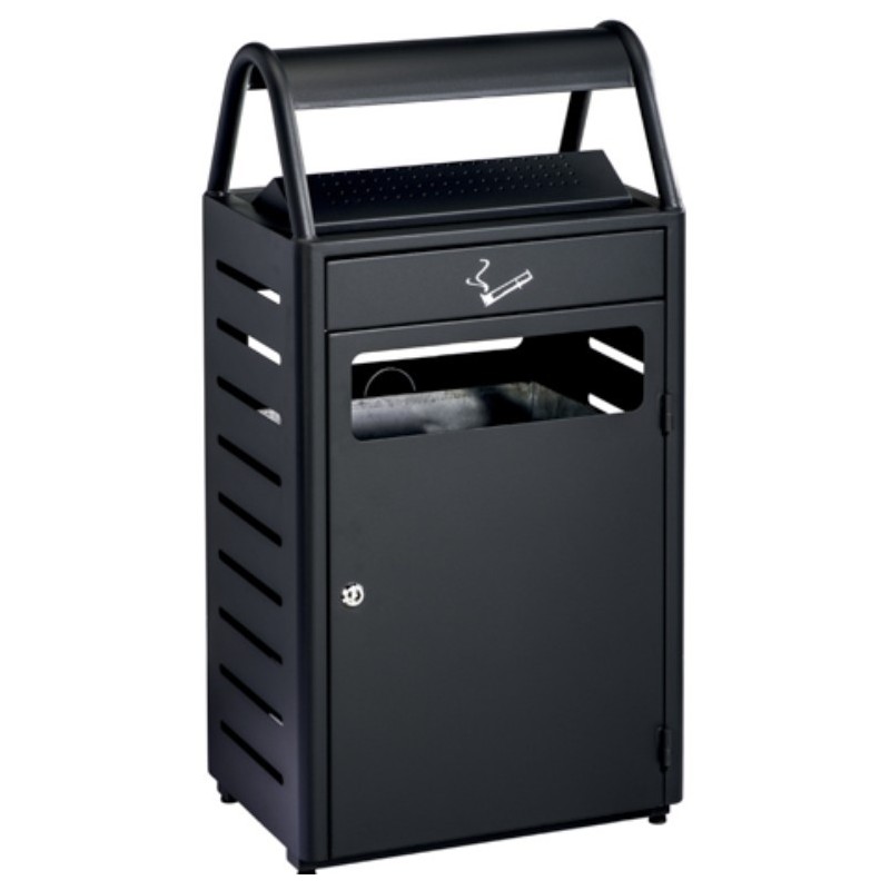 Poubelle cendrier 48 litres extérieure noir