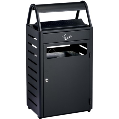 Poubelle cendrier 48 litres extérieure noir