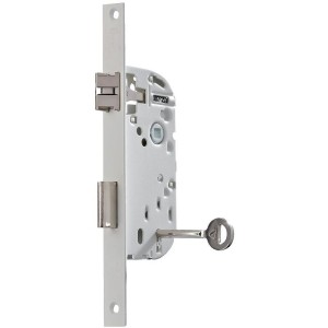 Serrure à larder pêne demi-tour et dormant à gorges axe 40 mm