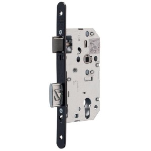 Serrure clé I, têtière acier, axe 50 mm, entraxe 70 mm, bouts ronds noir