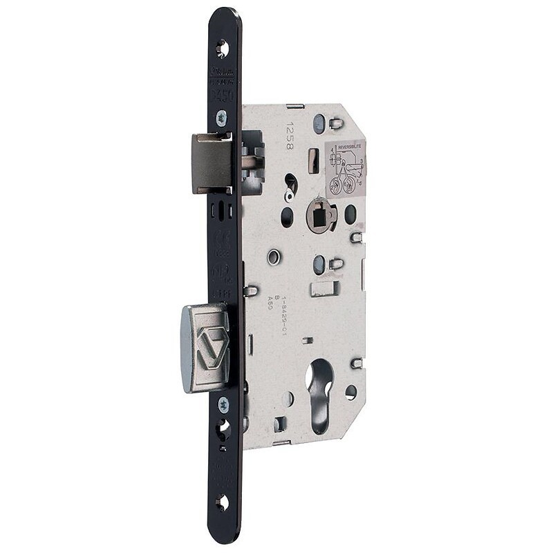 Serrure clé I, têtière acier, axe 50 mm, entraxe 70 mm, bouts ronds noir Serrure clé I, têtière acier, axe 50 mm, entraxe 70 mm, bouts ronds noir