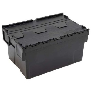 Bac navette 52L – 600x400x310mm avec couvercle couleur noir