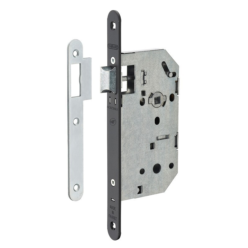 Serrure à pêne dormant MONOMAX NF axe 50 têtière noire bouts ronds Serrure à pêne dormant MONOMAX NF axe 50 têtière noire bouts ronds