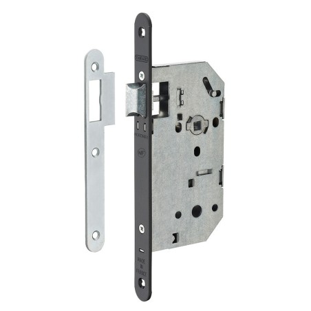 Serrure à pêne dormant MONOMAX NF axe 50 têtière noire bouts ronds