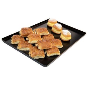 Plateau aluminium 600x400x20mm alimentaire - Noir mat