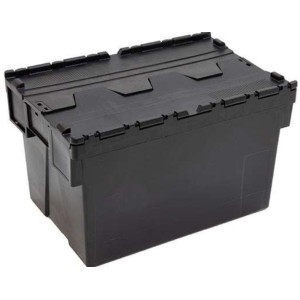 Bac navette 63L – 600x400x367mm avec couvercle de couleur jaune