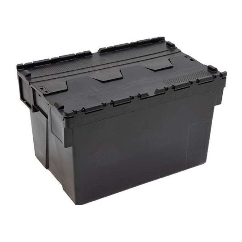 Bac navette 63L – 600x400x367mm avec couvercle de couleur noire