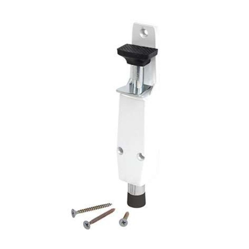 Butée de porte acier 200 mm - Levée 30 mm - Blanc